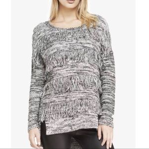 Express | Wool Blend Marled Fringed Sweater